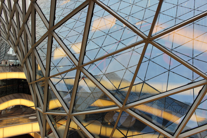 建筑，法兰克福，透视，室内，购物中心，建筑结构，模式，低角度视图