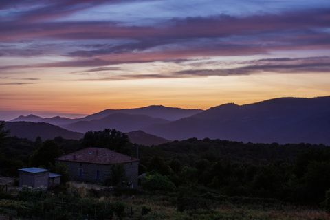 法国, 圣露西德塔拉诺, 多彩, 天空, Skyscape, 暮光之城, 山