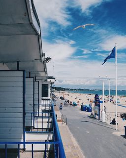 英国，普尔，沙洲，天空，飞行，蓝色，海滩，散步