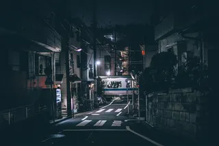 空路, 空, 街道, 夜, 路径, 光, 路口, 路