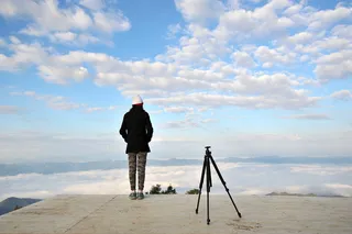 天空，波浪，灵气，全长，云天，一个人，站着，真人