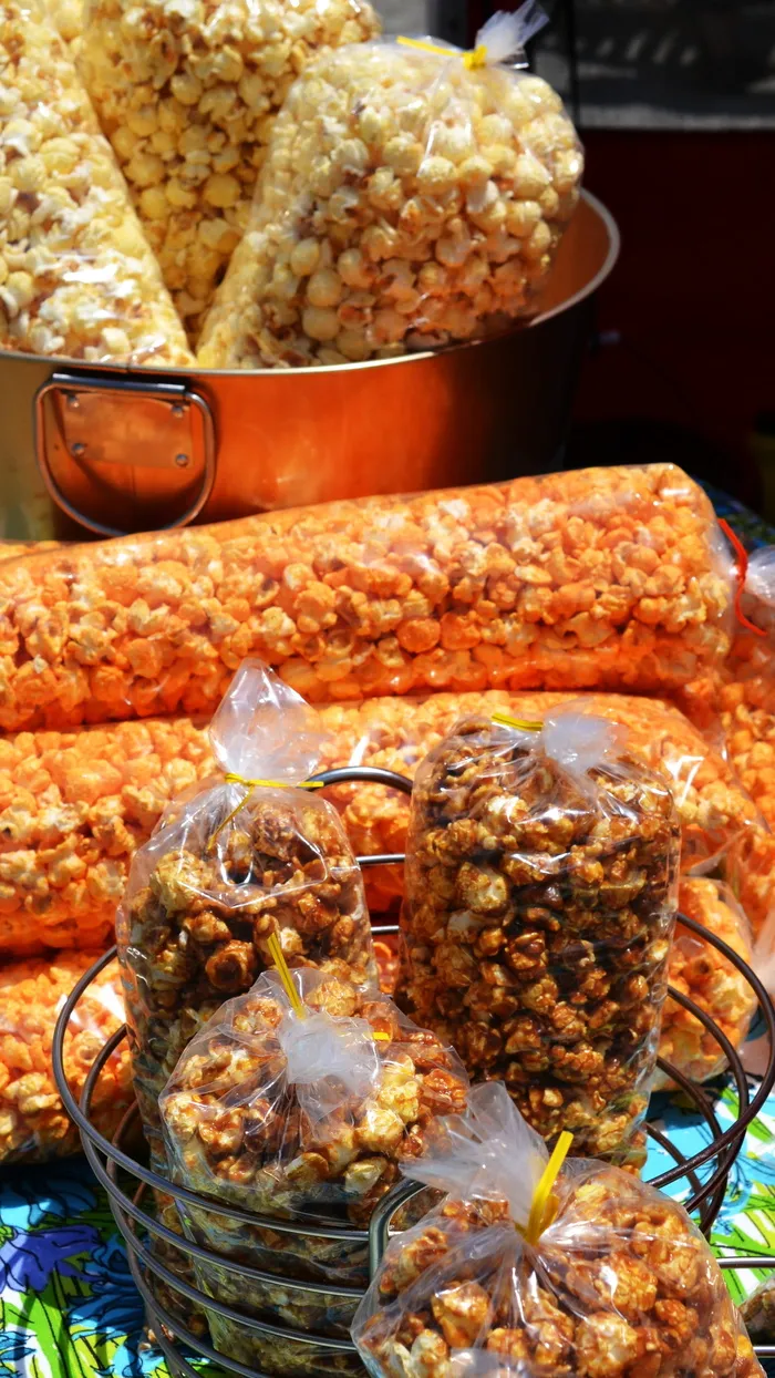 爆米花，零食，集市，食品，爆米花，玉米，爆米花，玉米，咸味
