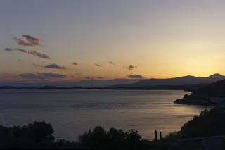 日落，希腊，风景，全景，度假，loutropirgos，小山，旅行