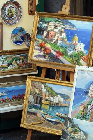阿马尔菲，框架，绘画，现实主义，意大利，框架，艺术作品，曝光