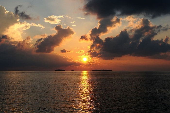 海滩、云朵、海岸、黎明、黄昏、黄昏、地平线、岛屿