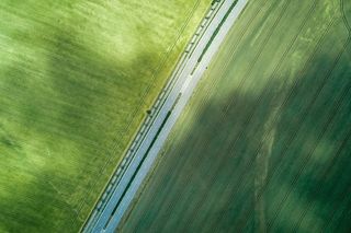 田野中路的鸟瞰图