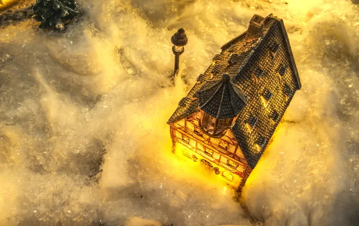 航拍，摄影，灯光，黑色，房子，圣诞节，模型，圣诞村