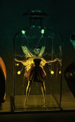 仙女，仙灵，幻想，照亮，夜晚，真人，动作，一个人