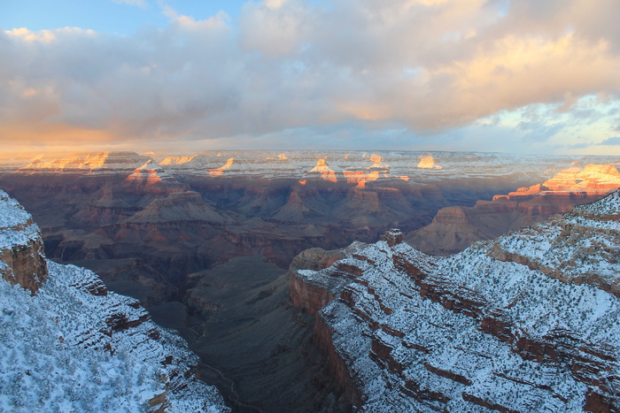 大峡谷，犹他州，大峡谷，冬季，峡谷，雪，公园，景观，大峡谷