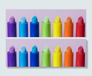 各色唇膏，彩色，彩虹，行，设备，杂色，配件，背景