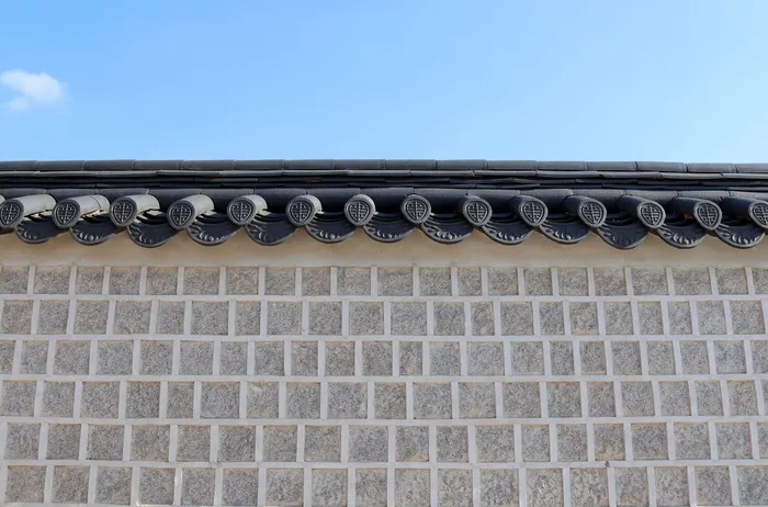 damme，围栏，屋顶瓦片，屋顶瓦，石墙，墙，京畿道宫，大韩民国