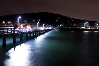 新西兰, 奥克兰, 使命湾, 夜, 水, 照明, 架构, 建筑结构