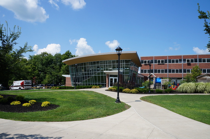 远处，棕色，油漆，建筑，学院，校园，大学，教育