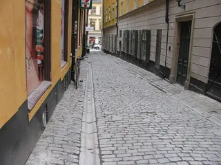 斯德哥尔摩，瑞典，老城，道路，狭窄，街道，自行车，鹅卵石