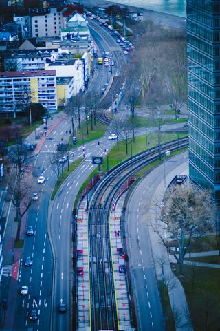 道路、交叉口、道路、公路、城镇、大都市、城市、城市