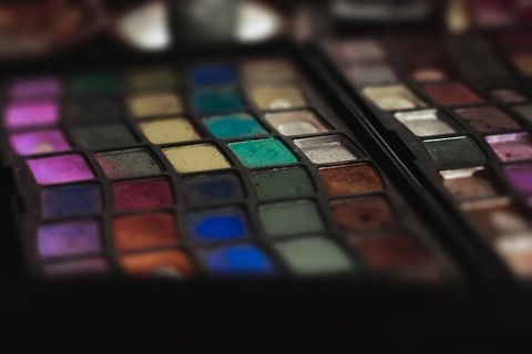 眼影调色板摄影，多色，特写，选择性聚焦，变化，选择，没有人，室内