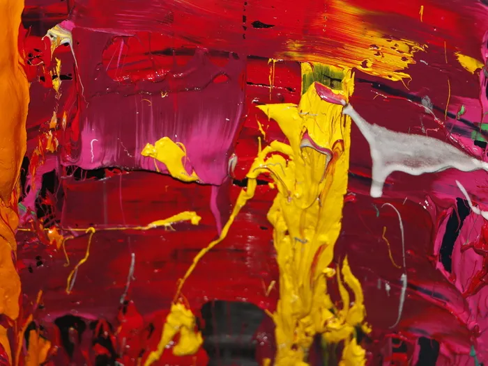 油墨、抽象、彩色、红色、黄色、粉色、白色、丝网印刷