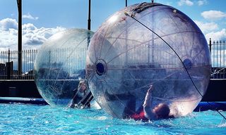 水球、水、游泳池、儿童、夏天、乐趣、假日、假期