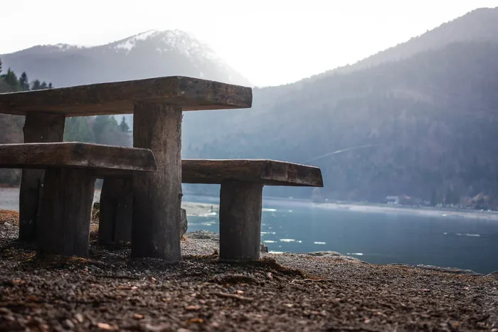 休息、银行、假日、walchensee、恢复、蓝色、宁静、风景