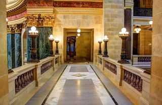 棕色、灰色、石头色、走廊、走道、大理石、豪华、酒店
