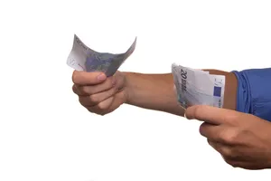 持有纸币、欧元、货币、报酬、现金、借款、贷款、借贷的人