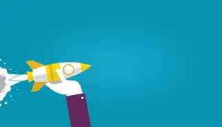 手臂投掷火箭-创业增长概念-与Copyspace