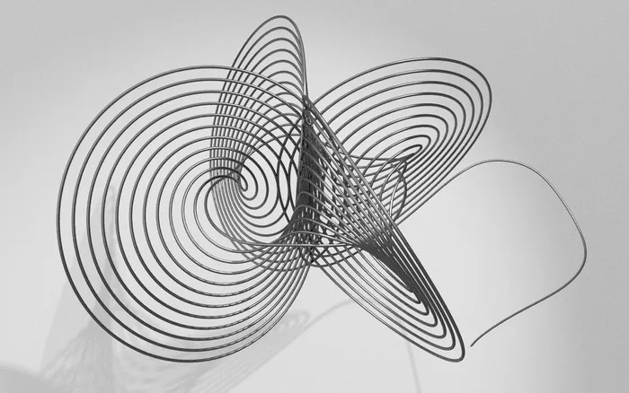 灰色金属装饰、金属线、数学、黑色、灰色、分形、3d、渲染