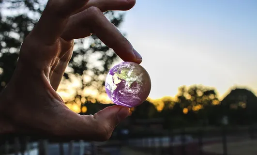 手，手指，拇指，人类，世界，小，编辑，日落