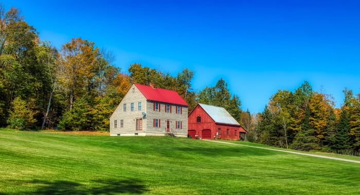 saltbox house，barn，佛蒙特州，新英格兰，美国，景观，自然，户外