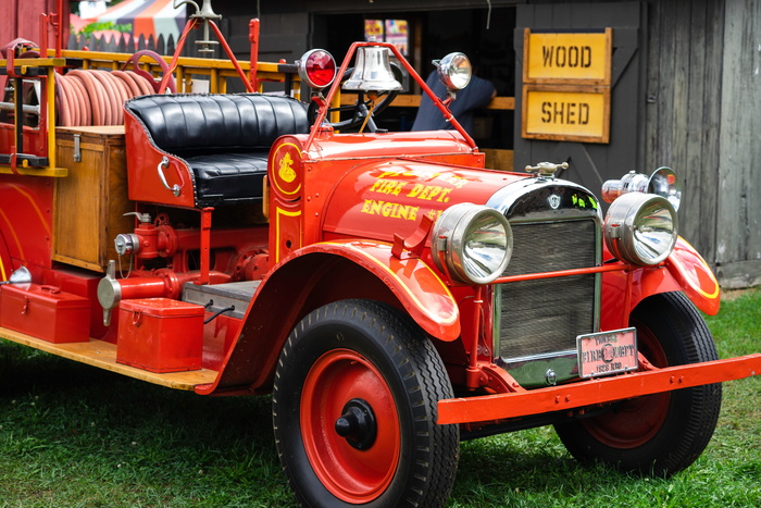 消防车，消防车，红色汽车，老式汽车，消防部门，1929年，运输方式，陆上车辆