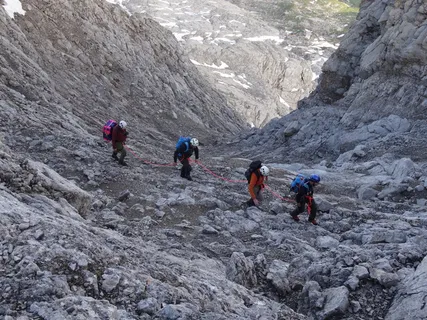 登山者，互助，自信，高山，群体，人，登山，群体