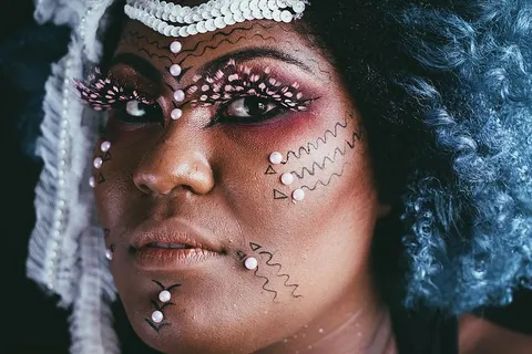 人，女人，化妆，艺术，脸，头像，肖像，一个人