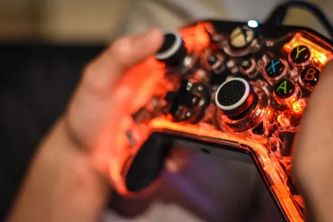 媒体，佐肯，余辉，孩子，手，年轻，视频游戏，led