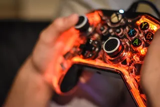 媒体，佐肯，余辉，孩子，手，年轻，视频游戏，led