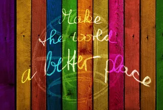 世界，更好，地方，木板，栅栏，涂鸦，说，学习