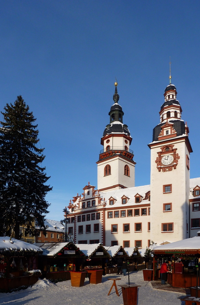 chemnitz，萨克森州，圣诞市场，市政厅，矿石山，建筑外观，建筑，建筑结构