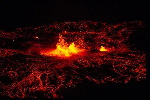 照片，熔岩，火山，板条箱，熔融，火山，夜晚，发光