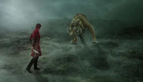 人，自然，老虎，勇气，风险，忧郁，童话，幻想