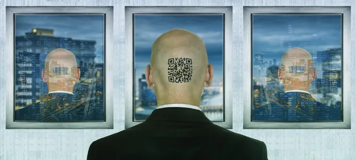 现代，隐私，侵犯隐私，数字，条形码，计算机，后视图，窗口