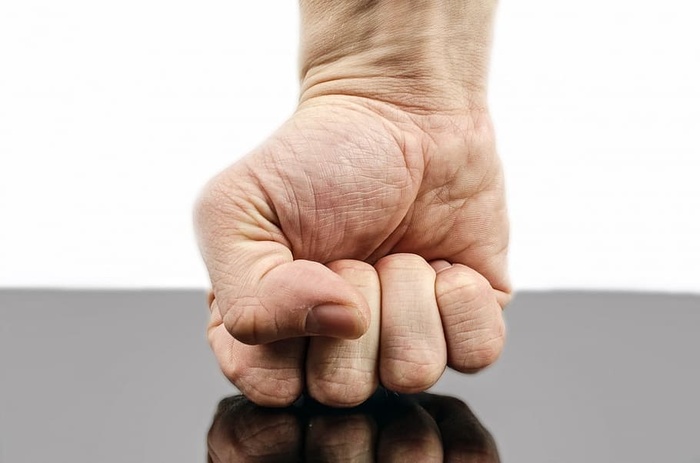 人，右拳，黑色，表面，人，拳，桌子，拳