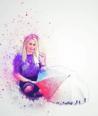 女人，雨伞画，女孩，雨伞，棒棒糖，艺术，抽象，时尚