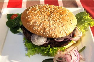 汉堡，面包，汉堡包，面包卷，三明治，吃，牛肉，奶酪