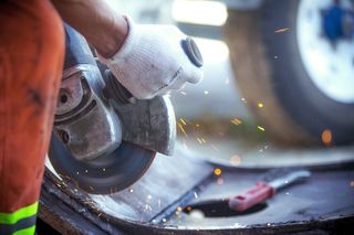 人员、手持、直角、圆形、锯、工作、工人、行业