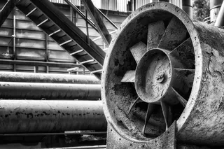 灰度照片，螺旋桨，风扇，工业，鼓风机，空气，风，转向