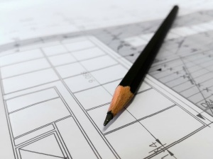 黑色、铅笔、打印纸、规划、建造、绘图、建筑师、cad