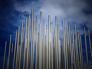 金属棒、蓝色、天空3、3d、图形、立面、建筑、建筑