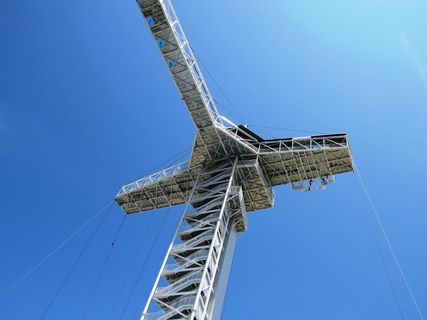 低, 角度摄影, 集装箱起重机, 天空线, 蓝色, 塔楼, 电动, 蓝天