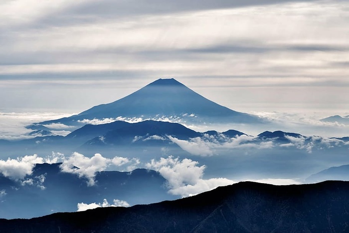风景摄影，富士山，剪影，云，风景，南阿尔卑斯山展望，火山，10月