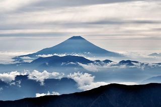 风景摄影，富士山，剪影，云，风景，南阿尔卑斯山展望，火山，10月