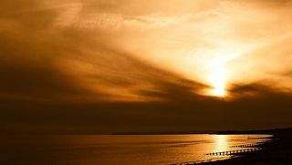 海滩、云朵、海岸、黎明、黄昏、风景、海洋、户外